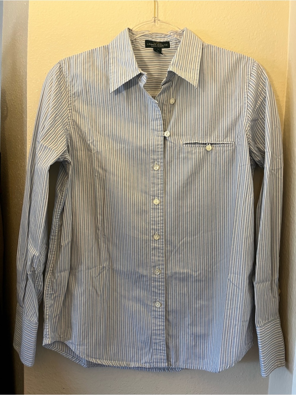 Lauren Ralph Lauren Light Blue & White Striped Button-Down Shirt
